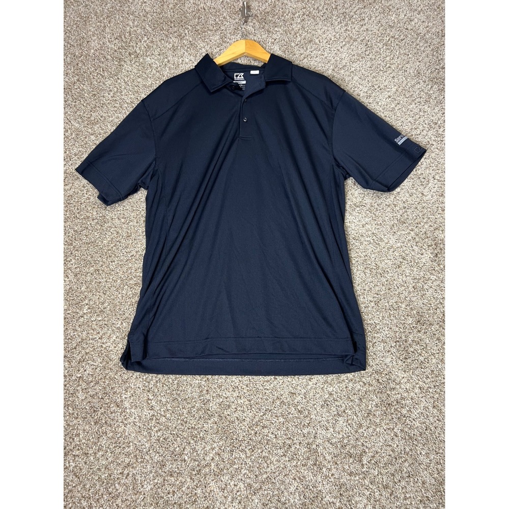 Cutter & Buck Mens Large Navy Blue CB DryTec Polo American Standard Embroidery